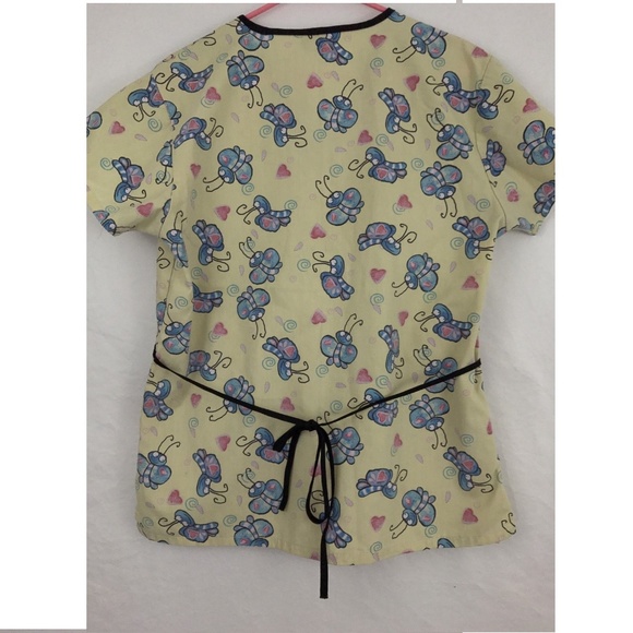 Absolute Women's Scrub Top Butterflies Hearts M - Picture 2 of 6